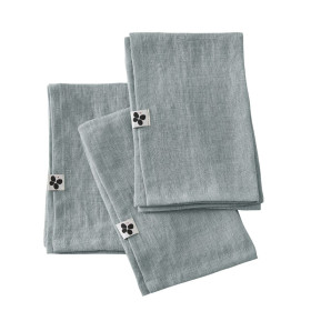 Lot de 3 Serviettes en Lin Lavé SOLINE Couleur:Azur Dimensions:40 x 40 L'Effet Papillon