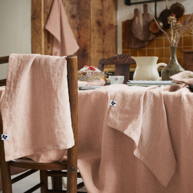 Lot de 3 Serviettes en Lin Lavé SOLINE Couleur:Vieux Rose Dimensions:40 x 40 L'Effet Papillon