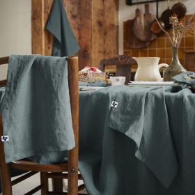 Lot de 3 Serviettes en Lin Lavé SOLINE Couleur:Ardoise Dimensions:40 x 40 L'Effet Papillon