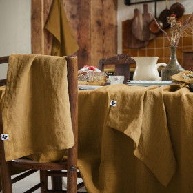 Lot de 3 Serviettes en Lin Lavé SOLINE Couleur:Caramel Dimensions:40 x 40 L'Effet Papillon