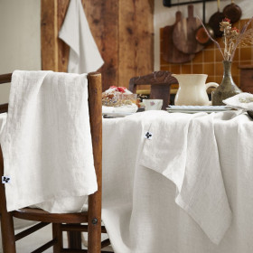 Lot de 3 Serviettes en Lin Lavé SOLINE Couleur:Craie Dimensions:40 x 40 L'Effet Papillon