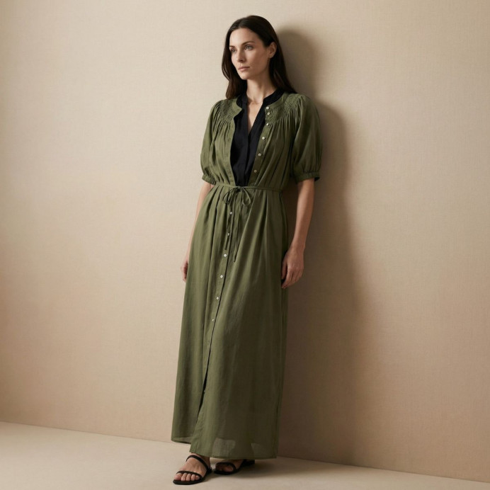 Robe Longue en Tencel LOUISIANNA Couleur:Army Green  JC Sophie