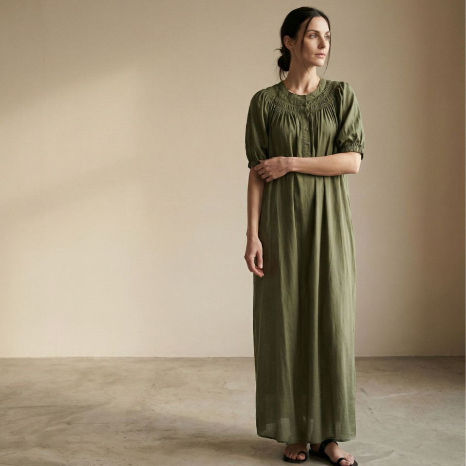 Robe Longue en Tencel LOUISIANNA Couleur:Army Green  JC Sophie