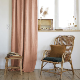 Rideau ajustable + 8 anneaux pince Lin Lavé SOLINE Couleur:Vieux Rose Dimensions:140 x 270 L'Effet Papillon