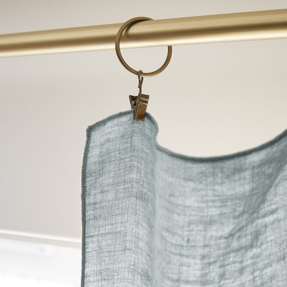 Rideau ajustable + 8 anneaux pince Lin Lavé SOLINE Couleur:Azur Dimensions:140 x 270 L'Effet Papillon