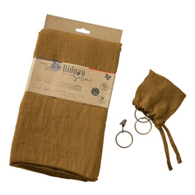 Rideau ajustable + 8 anneaux pince Lin Lavé SOLINE Couleur:Caramel Dimensions:140 x 270 L'Effet Papillon