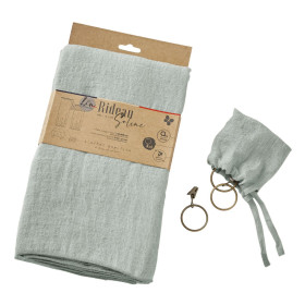 Rideau ajustable + 8 anneaux pince Lin Lavé SOLINE Couleur:Eucalyptus Dimensions:140 x 270 L'Effet Papillon