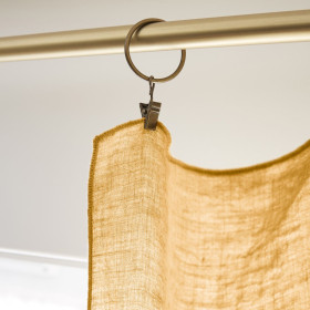 Rideau ajustable + 8 anneaux pince Lin Lavé SOLINE Couleur:Miel Dimensions:140 x 270 L'Effet Papillon