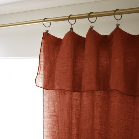 Rideau ajustable + 8 anneaux pince Lin Lavé SOLINE Couleur:Paprika Dimensions:140 x 270 L'Effet Papillon