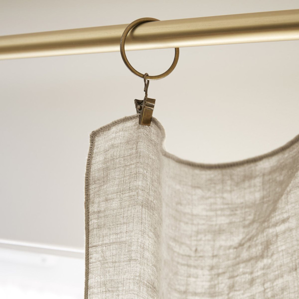 Rideau ajustable + 8 anneaux pince Lin Lavé SOLINE Couleur:Sable Dimensions:140 x 270 L'Effet Papillon