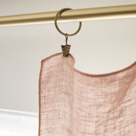 Rideau ajustable + 8 anneaux pince Lin Lavé SOLINE Couleur:Vieux Rose Dimensions:140 x 270 L'Effet Papillon