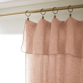 Rideau ajustable + 8 anneaux pince Lin Lavé SOLINE Couleur:Vieux Rose Dimensions:140 x 270 L'Effet Papillon