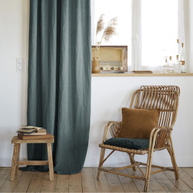 Rideau ajustable + 8 anneaux pince Lin Lavé SOLINE Couleur:Ardoise Dimensions:140 x 270 L'Effet Papillon
