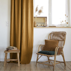 Rideau ajustable + 8 anneaux pince Lin Lavé SOLINE Couleur:Caramel Dimensions:140 x 270 L'Effet Papillon