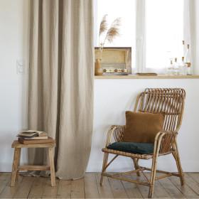Rideau ajustable + 8 anneaux pince Lin Lavé SOLINE Couleur:Sable Dimensions:140 x 270 L'Effet Papillon