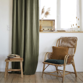 Rideau ajustable + 8 anneaux pince Lin Lavé SOLINE Couleur:Thym Dimensions:140 x 270 L'Effet Papillon