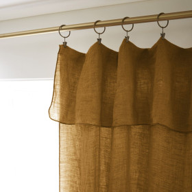 Rideau ajustable + 8 anneaux pince Lin Lavé SOLINE Couleur:Caramel Dimensions:140 x 270 L'Effet Papillon