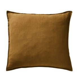 Taie d'oreiller en Lin Lavé SOLINE Couleur:Caramel  L'Effet Papillon