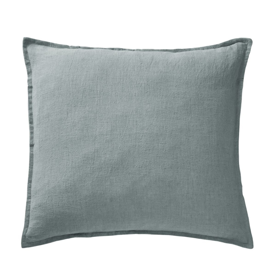 Taie d'oreiller en Lin Lavé SOLINE Couleur:Azur  L'Effet Papillon
