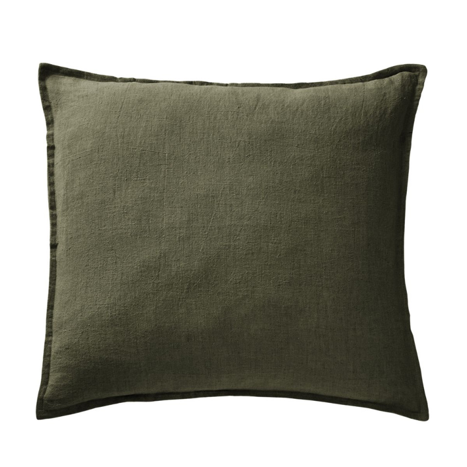 Taie d'oreiller en Lin Lavé SOLINE Couleur:Thym  L'Effet Papillon
