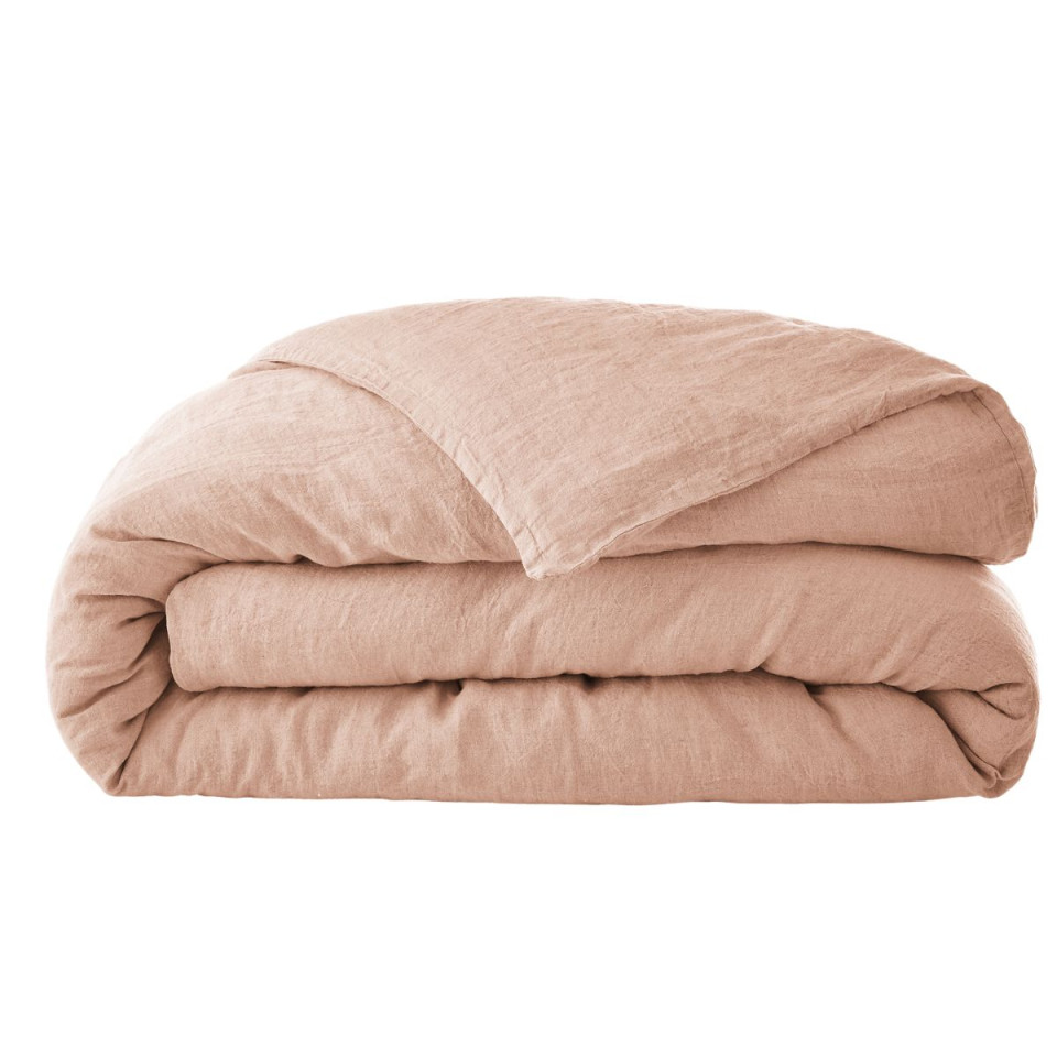 Housse de Couette Lin Lavé SOLINE Couleur:Vieux Rose  L'Effet Papillon
