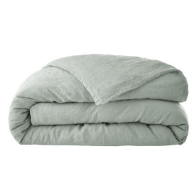 Housse de Couette Lin Lavé SOLINE Couleur:Eucalyptus  L'Effet Papillon