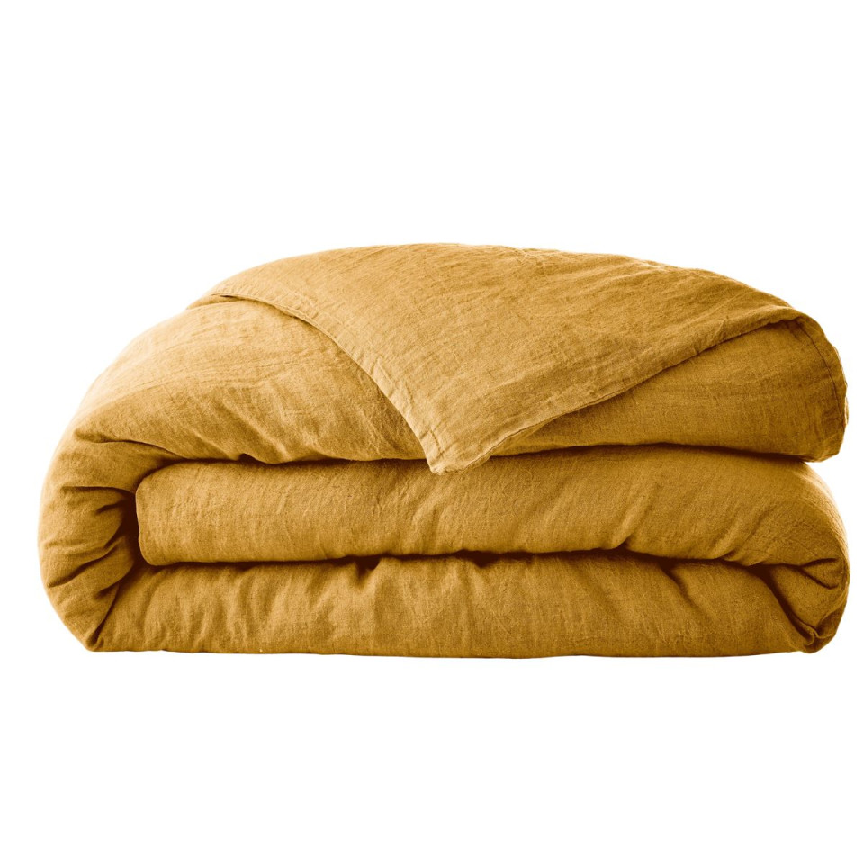 Housse de Couette Lin Lavé SOLINE Couleur:Miel  L'Effet Papillon