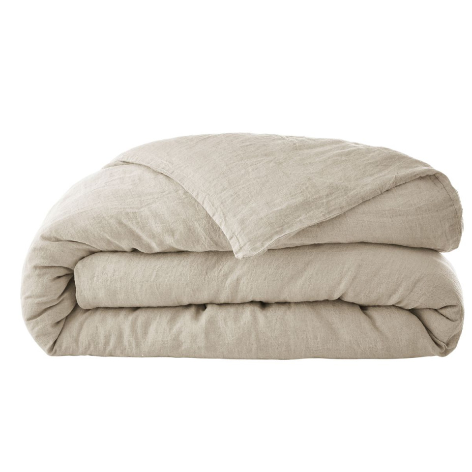 Housse de Couette Lin Lavé SOLINE Couleur:Sable  L'Effet Papillon
