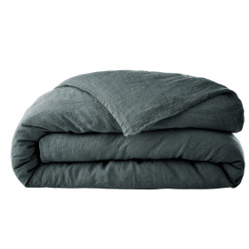 Housse de Couette Lin Lavé SOLINE Couleur:Ardoise  L'Effet Papillon
