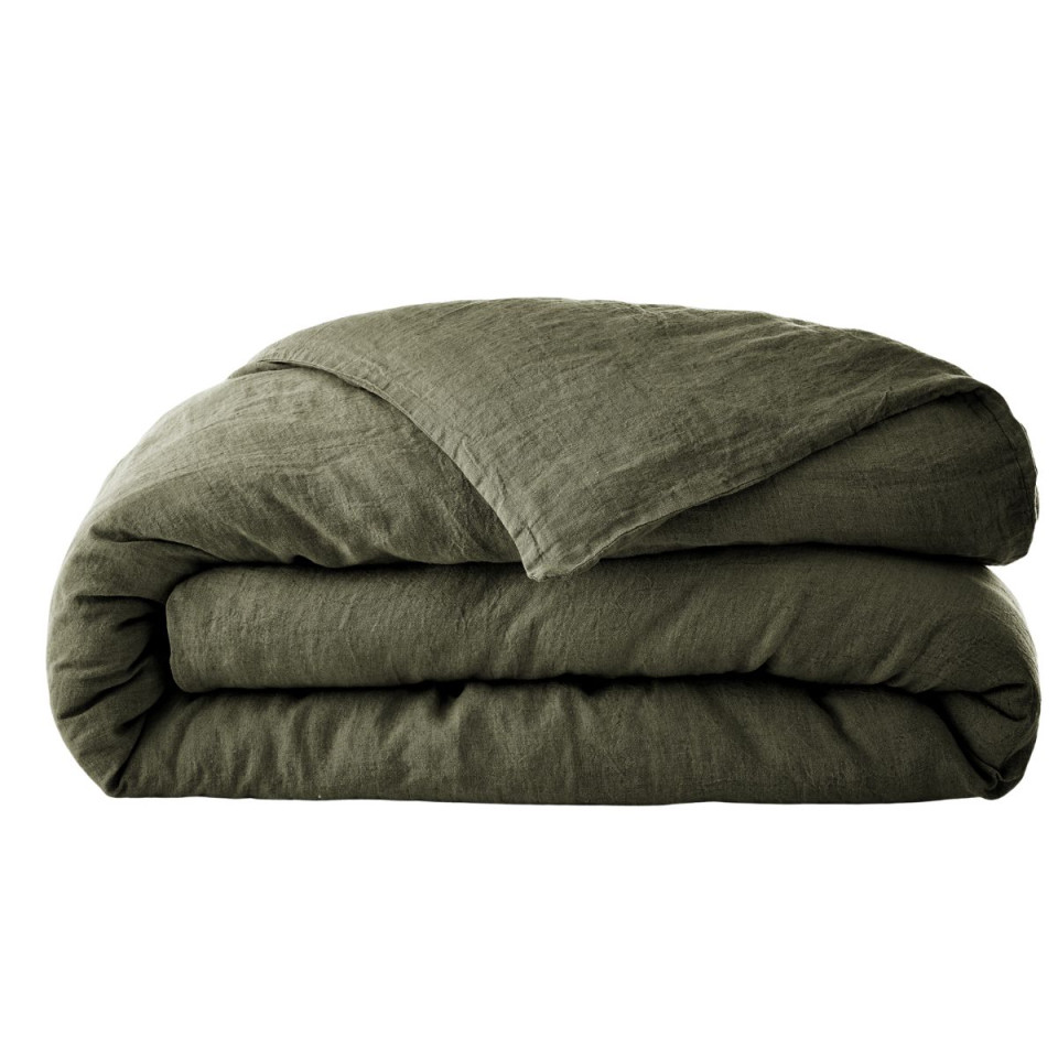 Housse de Couette Lin Lavé SOLINE Couleur:Thym  L'Effet Papillon