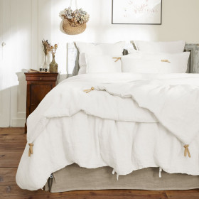 Housse de Couette Lin Lavé SOLINE Couleur:Craie  L'Effet Papillon