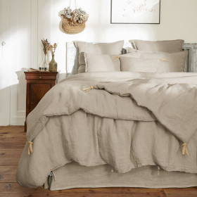 Housse de Couette Lin Lavé SOLINE Couleur:Sable  L'Effet Papillon