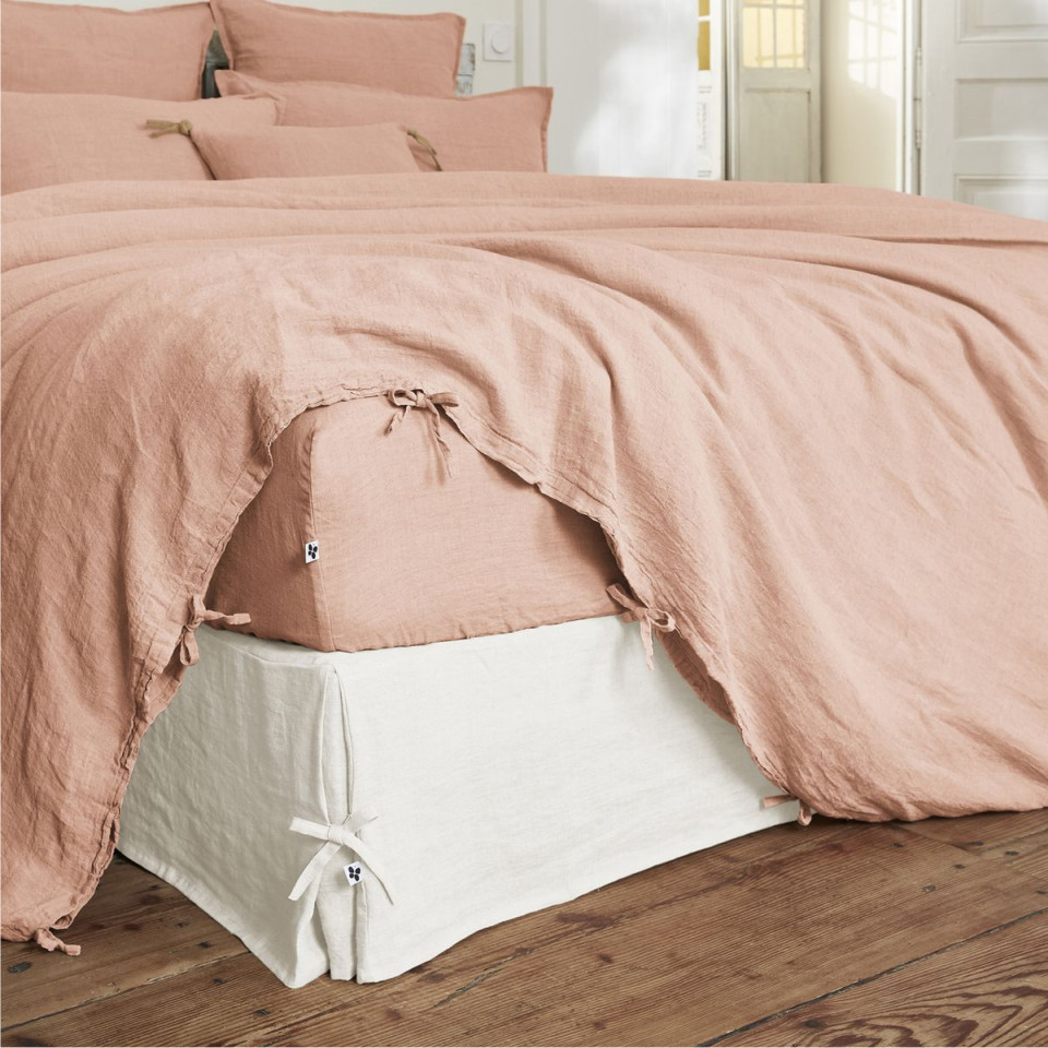 Housse de Couette Lin Lavé SOLINE Couleur:Vieux Rose  L'Effet Papillon
