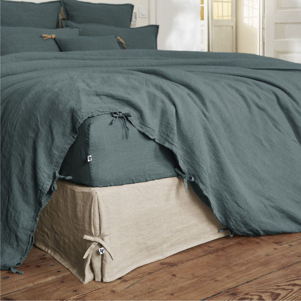 Housse de Couette Lin Lavé SOLINE Couleur:Ardoise  L'Effet Papillon