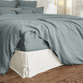 Housse de Couette Lin Lavé SOLINE Couleur:Azur  L'Effet Papillon