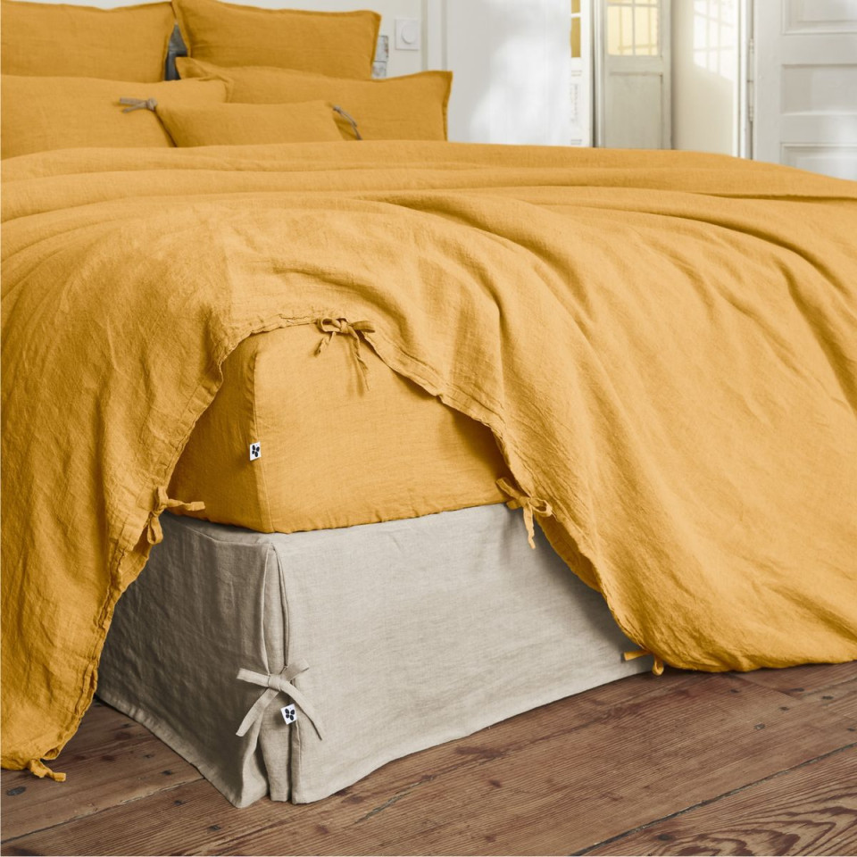 Housse de Couette Lin Lavé SOLINE Couleur:Miel  L'Effet Papillon