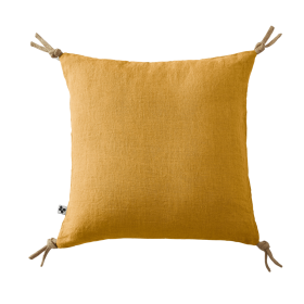 Coussin en Lin Lavé SOLINE Couleur:Miel Dimensions:45 x 45 L'Effet Papillon