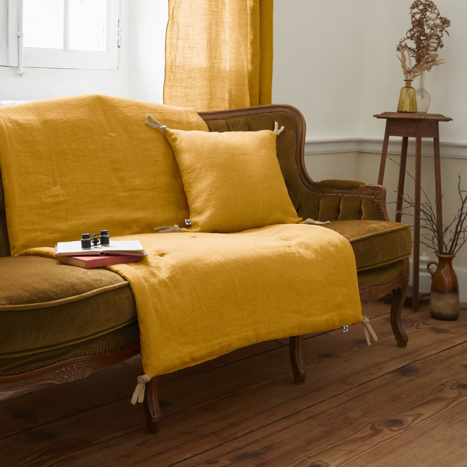 Édredon en Lin Lavé SOLINE Couleur:Miel Dimensions:90 x 200 L'Effet Papillon