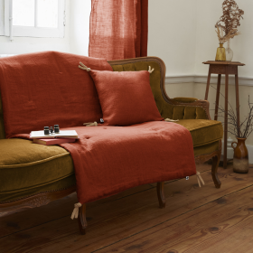 Édredon en Lin Lavé SOLINE Couleur:Paprika Dimensions:90 x 200 L'Effet Papillon