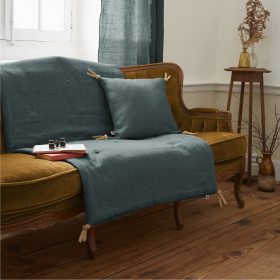 Édredon en Lin Lavé SOLINE Couleur:Ardoise Dimensions:90 x 200 L'Effet Papillon