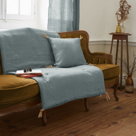 Édredon en Lin Lavé SOLINE Couleur:Azur Dimensions:90 x 200 L'Effet Papillon