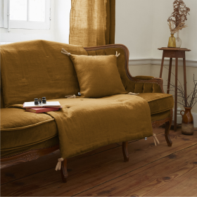 Édredon en Lin Lavé SOLINE Couleur:Caramel Dimensions:90 x 200 L'Effet Papillon