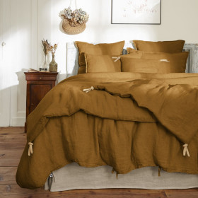 Édredon en Lin Lavé SOLINE Couleur:Caramel Dimensions:90 x 200 L'Effet Papillon