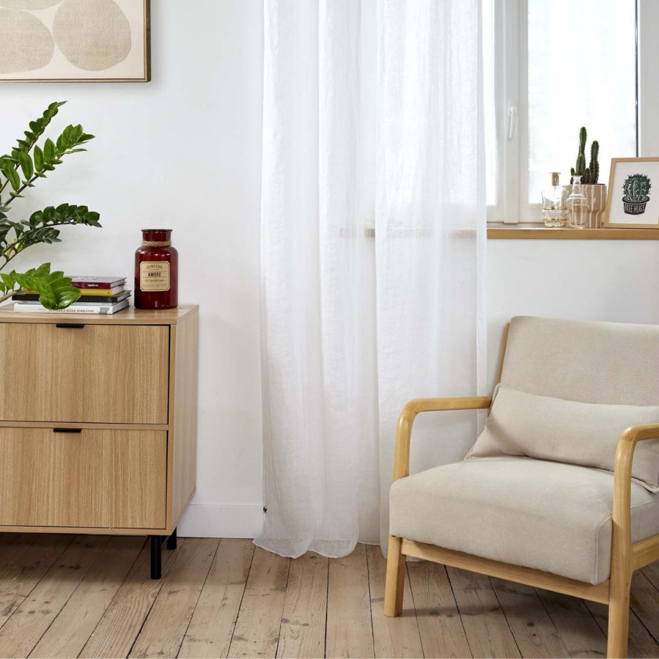Rideau en Lin Lavé + Anneaux Pince EVY