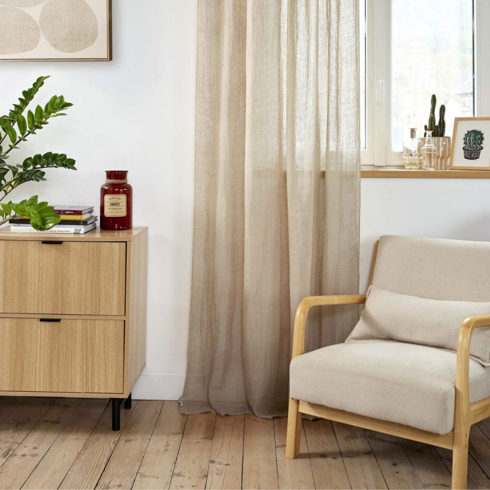 Rideau en Lin Lavé + Anneaux Pince EVY