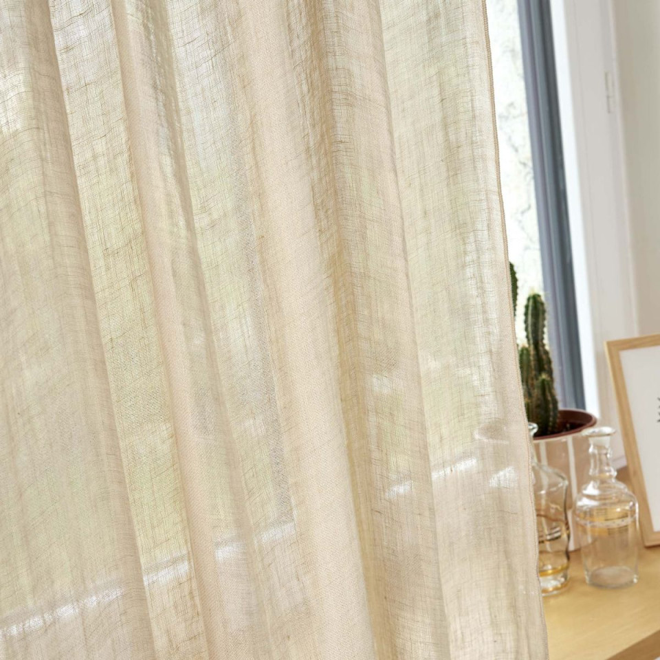 Rideau en Lin Lavé + Anneaux Pince EVY