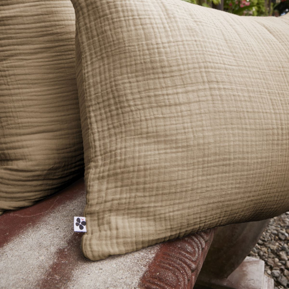 Taie d'Oreiller Gaze de Coton INA Couleur:Ficelle Dimensions:50 x 70 L'Effet Papillon