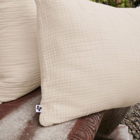Taie d'Oreiller Gaze de Coton INA Couleur:Pampa Dimensions:50 x 70 L'Effet Papillon