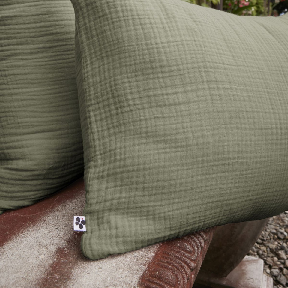 Taie d'Oreiller Gaze de Coton INA Couleur:Romarin Dimensions:50 x 70 L'Effet Papillon