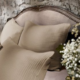 Taie d'Oreiller Gaze de Coton INA Couleur:Ficelle  L'Effet Papillon